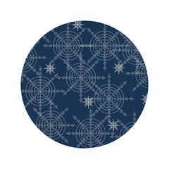 Abstract background in figure circle winter theme. Snowflakes on a dark blue background. Banner, poster design, for social networks. Vector flat illustration.