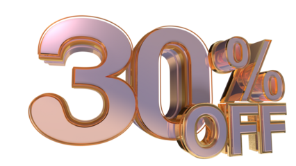 Gold 3d number 30%