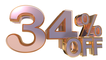 Gold 3d number 34%