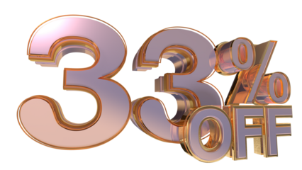 Gold 3d number 33%