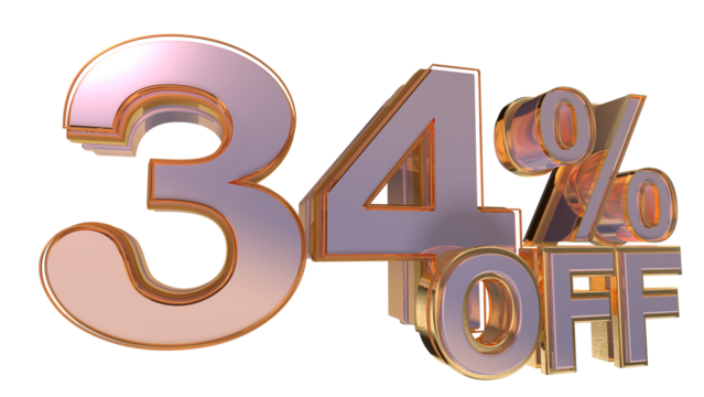 Gold 3d number 34%