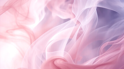 Obraz premium Tender light abstract background of swirls of pastel pink dance, creating ethereal dreamscape. Soft, wavy textures exude tranquil serenity, reminiscent of silk veils caught in gentle breeze
