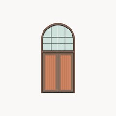 Colorful front doors to houses and buildings set in flat design style isolated, vector illustration.