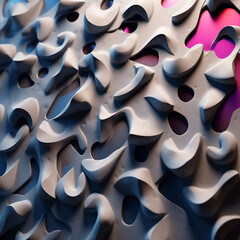 Abstract background of 3d extruded shapes. 3d render illustration. Smoothly curved arcs and arches.   