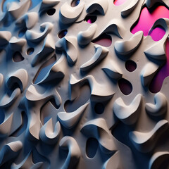 Fototapeta premium Abstract background of 3d extruded shapes. 3d render illustration. Smoothly curved arcs and arches. 