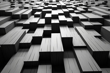 3d illustration of abstract geometric background, black and white color.    