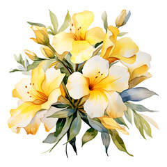 Allamanda, Flowers, Watercolor illustrations