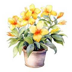 Allamanda, Flowers, Watercolor illustrations