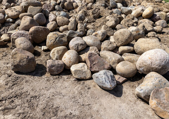 large stones on the construction site used for construction