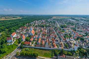 Ausblick auf die Stadt Leipheim in der schwäbischen Region Donau-Iller