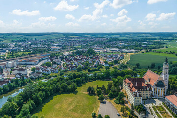 Fototapeta na wymiar Donauwörth, Kreisstadt im Donau-Ries im Luftbild, Blick ins Tal der Wörnitz