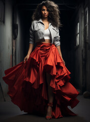 Frau Portr&auml;t mit rotem Rock