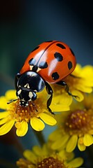 Ladybug on a yellow flowers