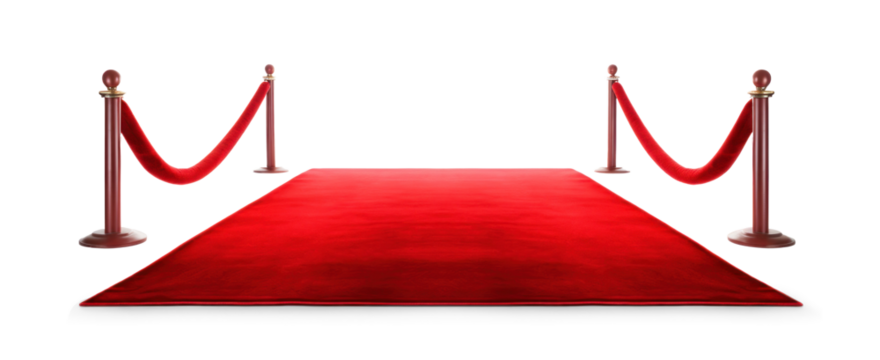red carpet, png file of isolated cutout object with shadow on transparent background.