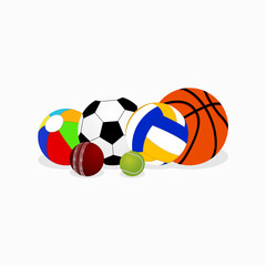 Set of sport balls isolated on white background