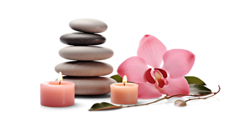 day spa set, png file of isolated cutout object with shadow on transparent background.