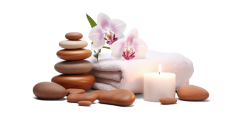 day spa set, png file of isolated cutout object with shadow on transparent background.