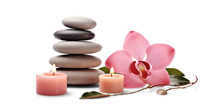 day spa set, png file of isolated cutout object with shadow on transparent background.