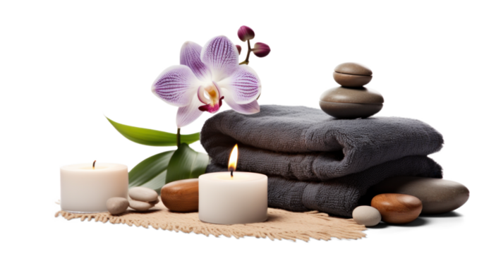 day spa set, png file of isolated cutout object with shadow on transparent background.