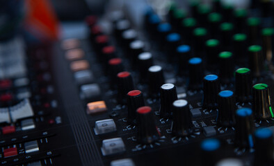Fototapeta na wymiar audio mixing console