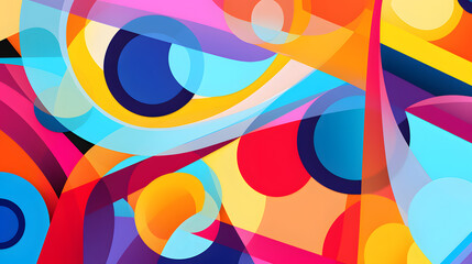 Vivid overlapping shapes in abstract geometric pattern