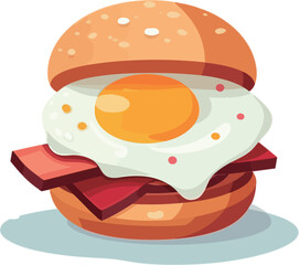 Bacon and egg burger illustration.