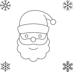 Santa claus face line icon, happy xmas christmas new year vector image