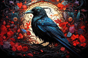 Fantasy of crow., Birds., Wildlife Animals.