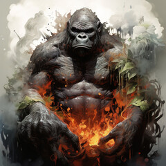 Fantasy of gorilla that looks formidable., Wildlife Animals.