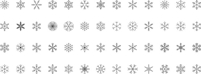 Snowflake snow freeze winter thin line outline icon. Snowflakes thin line icon set. Snowflake Simple Vector illustration - obrazy, fototapety, plakaty