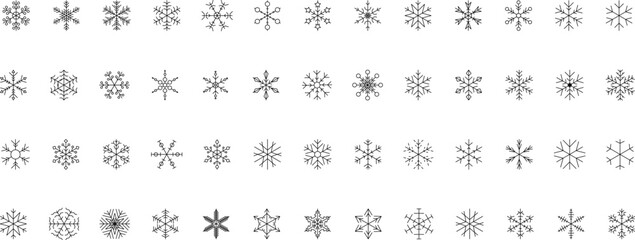 Snowflake snow freeze winter thin line outline icon. Snowflakes thin line icon set. Snowflake Simple Vector illustration