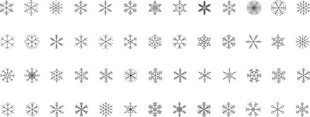Snowflake snow freeze winter thin line outline icon. Snowflakes thin line icon set. Snowflake Simple Vector illustration