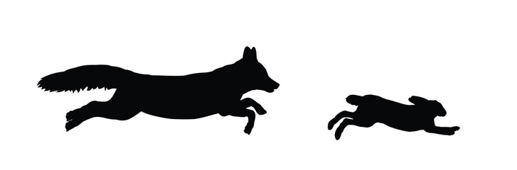The silhouettes running fox and hare.
