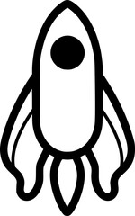 outline illustration of rocket for coloring page
