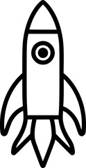 outline illustration of rocket for coloring page