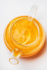 winter tea in the glass teapot