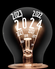Light Bulb with New Year 2024