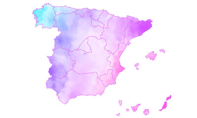 colorful spain map watercolor vector background