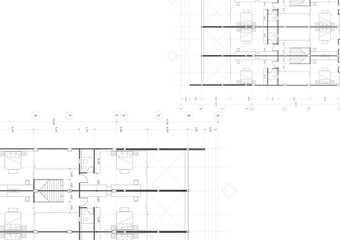 Floor plan designed building on the drawing. - obrazy, fototapety, plakaty