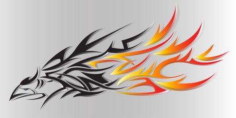 Phoenix racing car sticker stripes. Firebird tattoo wallpaper background © ismed