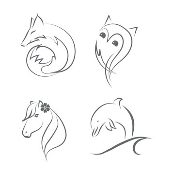 Line art logo of four animals