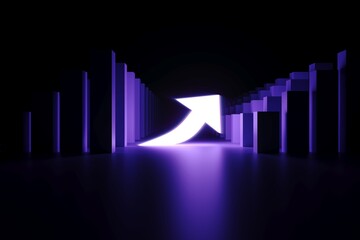 uplifting arrow and graphics business neon concept self illumination background 3D illustration