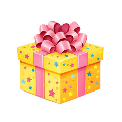 Yellow gift box isolated on transparent background 