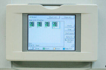 Wall-mounted control panel for a group of industrial air conditioners