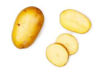 Naklejka na ściany i meble Potatoes isolated on a white background, top view