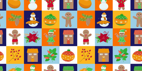 Vector grid with illustration
Gingerbread, ginger cookies. Merry Christmas and Happy New Year.