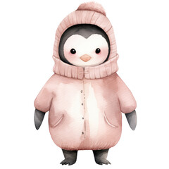 Fototapeta premium Pink Penguin Winter Celebration | Cute Christmas Art