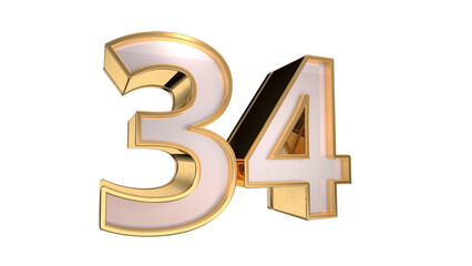 Obraz premium Gold 3d number 34