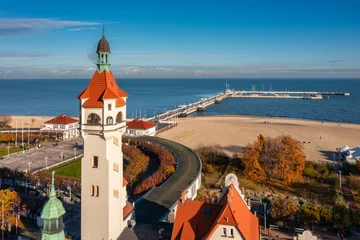 Papier Peint photo La Baltique, Sopot, Pologne Aerial view of the Sopot city by the Baltic Sea at autumn, Poland
