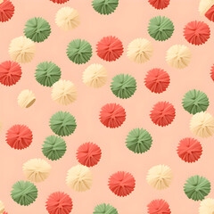 A seamless pattern of delicate pasta and meatballs